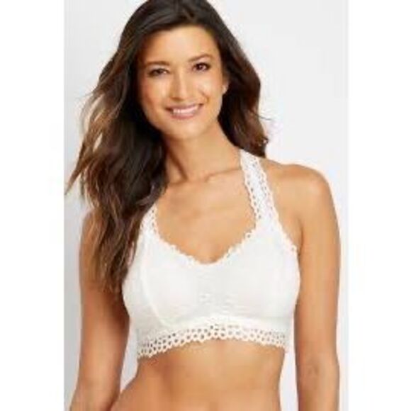 MAURICES White Eyelet Lace Racerback Bralette Size XS - Picture 1 of 5